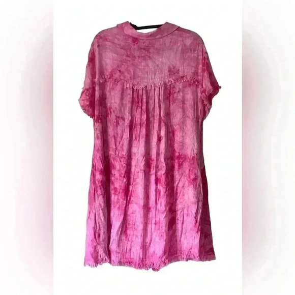 UMGEE Washed Pink  Tie Dye Shirt Mini Dress Frye  Hem Size Medium - Picture 6 of 12
